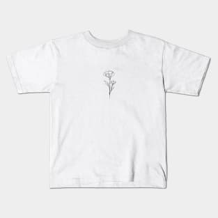 Wildflower Line Art | Botanical Elegant Floral Leaf Design Kids T-Shirt